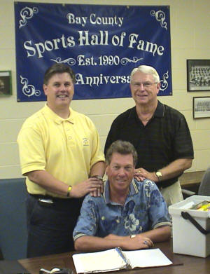 Hall of Fame Board Members Hard at Work - (L/R) Mike Gwizdala, Vice President Bob Darbee and George Stevenson are working hard at HOF Program Book advertising sales