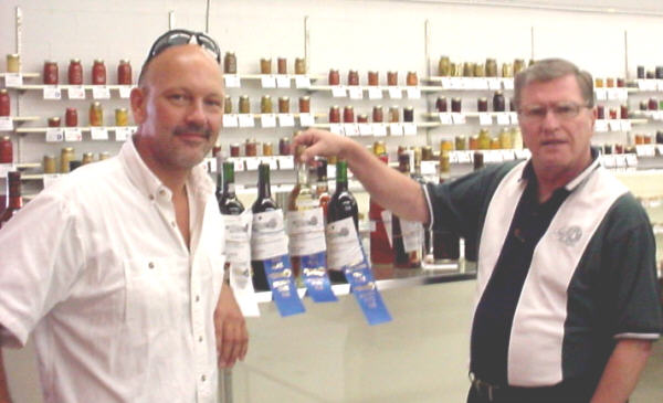 Kevin Leahy  (Left) pictured with David Creighton, wine expert & judge, at State Fair.