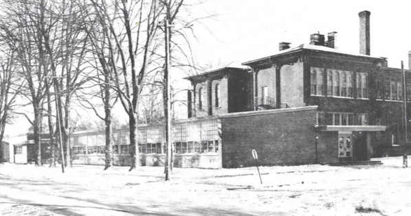 Old Trombley School, a turn of the last century building, looms over the 1954 incarnation built under the 1949 