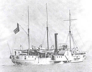 USS Michigan, steam paddle frigate, was U.S. Navy's first iron hull warship, put into service in 1844.