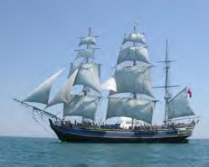 Magnificent sight of tall ship under full sail will again return to Saginaw Bay in the summer of 2006.