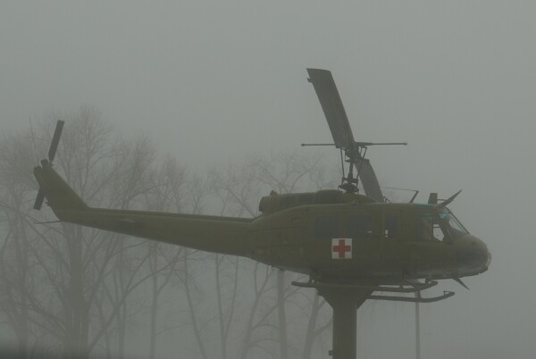 Vet Memorial Copter In Fog