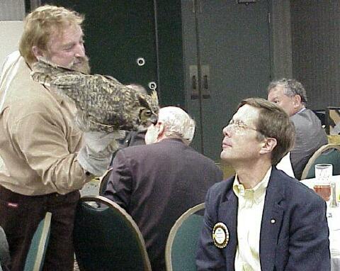 Rob Monroe gets introduced to Great Horned Owl