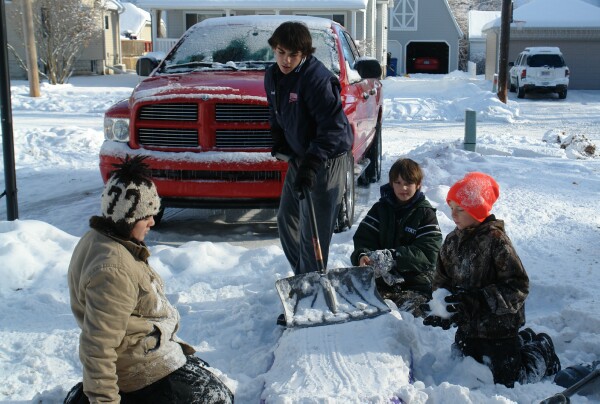 Packing snow for fort