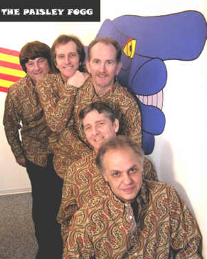 Paisley Fogg, dressed appropriately, are, top to bottom, Ron Graham, bass guitar; Tom Birchler, lead guitar; Keith Birchler, lead/rhythm guitar; David Birchler, rhythm guitar/percussion; Tom Anderson, drums/vocal.