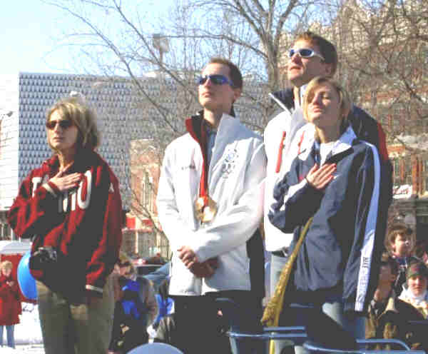The Izykowski family during Saturday's National Anthem